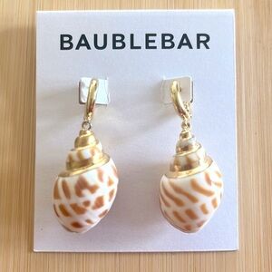 Brand New BaubleBar Gold Tone Conch Seashell Drop Earrings Beach Vacation Cruise